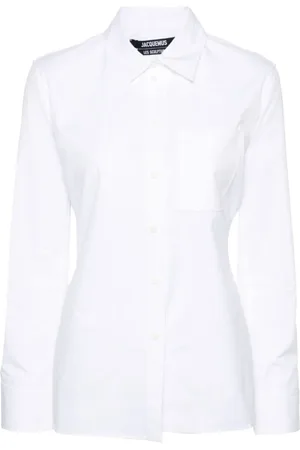 Jacquemus Bluzki, Kobieta, Biały, XS, Bawełna, Koszula z bawełny poplinowej