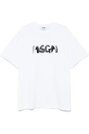 Msgm Koszulki, Mężczyzna, Biały, M, Biała koszulka z okrągłym dekoltem Polo