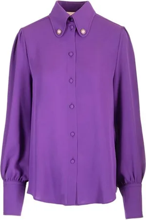 VALENTINO GARAVANI Bluzki, Kobieta, Fioletowy, M, Len, Stylowa koszula z wzorem 6B3Ab 7A51Mhr 1B