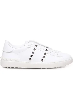 VALENTINO GARAVANI Buty, Mężczyzna, Biały, 40 EU, Skóra, Białe skórzane sneakersy z detalami z ćwieków