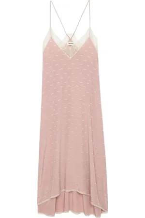 Zadig & Voltaire Sukienki, Kobieta, Różowy, S, Len, Elegancka sukienka midi