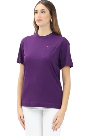 Marni Koszulki, Kobieta, Fioletowy, M, Fioletowy T-shirt z kieszenią