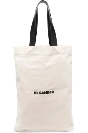 Jil Sander Torebki, Mężczyzna, Beżowy, ONE SIZE, Bawełna, Lniana torba typu tote z nadrukiem logo