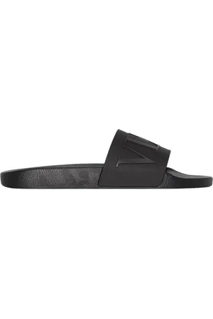 VALENTINO GARAVANI Buty, Mężczyzna, Czarny, 40 EU, Len, Czarne klapki letnie
