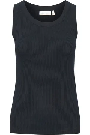 INWEAR Koszulki, Kobieta, Niebieski, M, Bawełna, Granatowy Top na Ramiączkach Marine