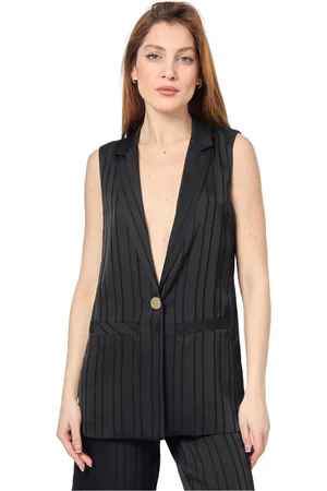 Armani Exchange Kurtki, Kobieta, Czarny, S, Czarny pasiasty kamizelka damska