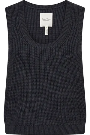 Part Two Swetry, Kobieta, Czarny, XL, Bawełna, Midnight Knit Top