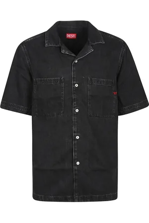 Diesel Koszule, Mężczyzna, Czarny, L, Koszula z krótkim rękawem w stylu Paroshort