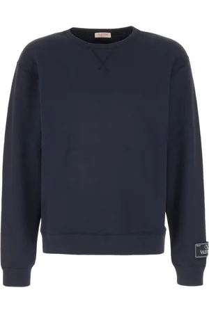 VALENTINO GARAVANI Bluzy, Mężczyzna, Niebieski, L, Bawełna, Bawełniana bluza z naszywką z logo