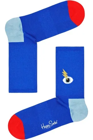 Happy Socks Bielizna, Kobieta, Niebieski, S, Niebieskie skarpety Lightning Crew dla kobiet