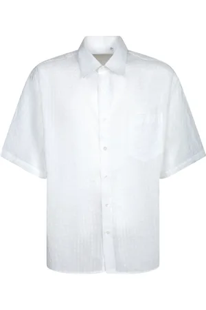 COSTUMEIN Koszule, Mężczyzna, Biały, XL, Biała Koszula z Geometrycznym Wzorem