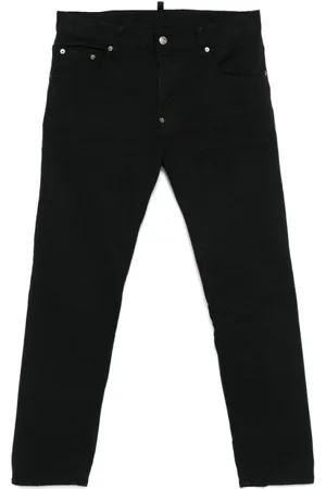 Dsquared2 Jeansy, Mężczyzna, Czarny, 4XL, Bawełna, Czarne Klasyczne Jeansyy z Rozporkiem na Guziki