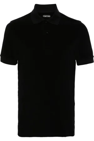 Tom Ford Koszulki, Mężczyzna, Czarny, M, Bawełna, Czarna koszulka polo z materiału frotte
