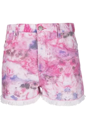 Isabel Marant Szorty, Kobieta, Wielobarwność, S, Bawełna, Krótkie spodenki Tie-Dye Frayed Mulberry
