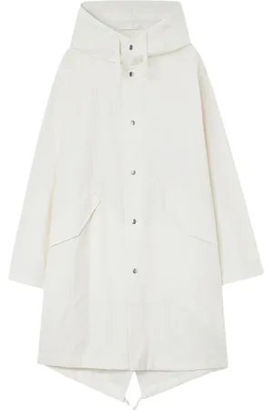 Jil Sander Płaszcze, Mężczyzna, Biały, L, Bawełna, Biała bawełniana parka z kapturem i rybim ogonem