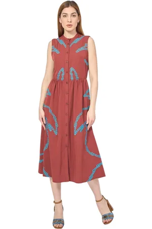 Silvian Heach Sukienki, Kobieta, brązowy, 2XS, Nylon, Brązowa Sukienka Maxi z Haftami