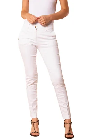 Masons Spodnie, Kobieta, Biały, S, Bawełna, Spodnie Chino Slim Fit z Rozciągliwego Satynu