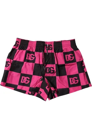 Dolce & Gabbana Stroje kąpielowe, Mężczyzna, Różowy, M, Nylon, Logo Beachwear Swim Shorts