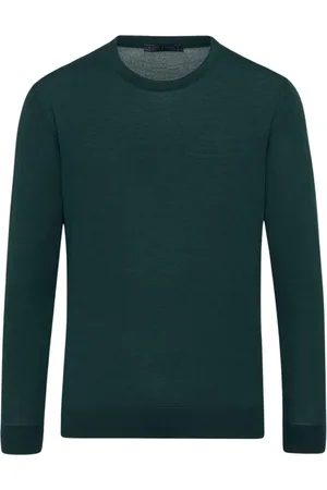 Kiton Swetry, Mężczyzna, Zielony, 2XL, Wełna, Zielony sweter z okrągłym dekoltem z wełny