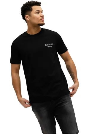 Iceberg Koszulki, Mężczyzna, Czarny, 2XL, Bawełna, Koszulka Jersey T-Shirt