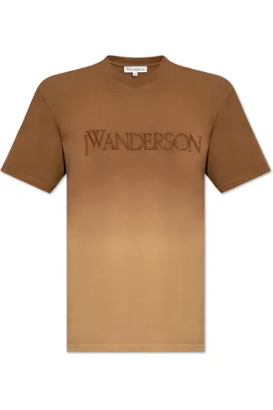 J.W.Anderson Koszulki, Mężczyzna, brązowy, M, Bawełna, T-shirt z haftowanym logo