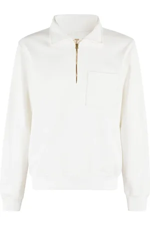 FORTELA Bluzy, Mężczyzna, Biały, L, Biała Bluza z Półzamkiem i Kieszenią na Piersi
