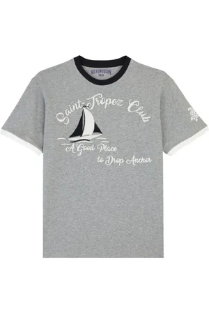 Vilebrequin Koszulki, Mężczyzna, Szary, L, Bawełniany T-shirt z okrągłym dekoltem