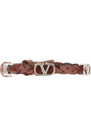 VALENTINO GARAVANI Akcesoria, Mężczyzna, brązowy, ONE SIZE, Skóra, Pleciona bransoletka VLogo