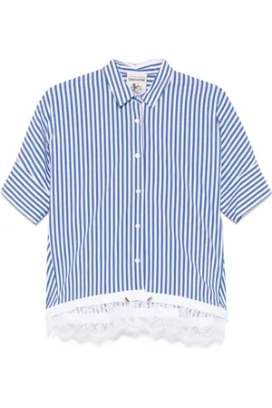 SEMICOUTURE Bluzki, Kobieta, Niebieski, L, Eleganckie Koszule Kolekcja