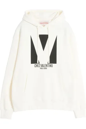 VALENTINO GARAVANI Bluzy, Mężczyzna, Biały, M, Len, Bluza z kapturem Chez Valentino