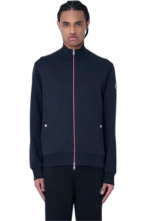 Moncler Bluzy, Mężczyzna, Niebieski, S, Bawełniany Sweter z Zamkiem