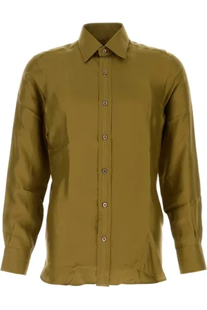 Tom Ford Koszule, Mężczyzna, Zielony, L, Wzorzysta koszula slim fit z jedwabnego diagonalu