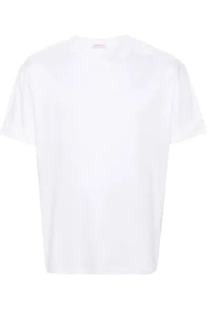 VALENTINO GARAVANI Koszulki, Mężczyzna, Biały, L, Len, T-shirt z Graficznym Nadrukiem w Czarnym
