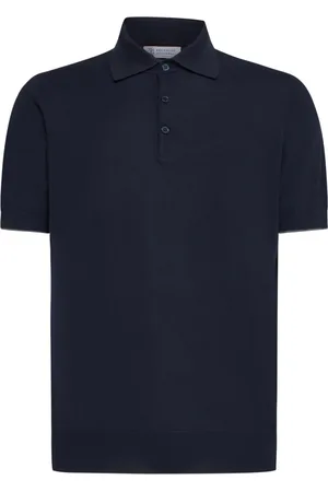 Brunello Cucinelli Koszulki, Mężczyzna, Niebieski, M, Niebieski Polo z Kołnierzykiem