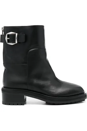 Jimmy Choo Buty, Kobieta, Czarny, 36 EU, Skóra, Czarne botki do kostki z klamrą
