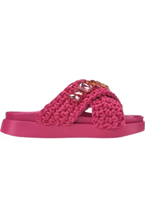 INUIKII Buty, Kobieta, Różowy, 37 EU, Klapki Woven Stones