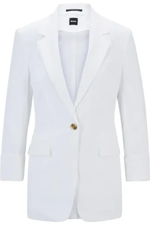 HUGO BOSS Kurtki, Kobieta, Biały, 2XL, Modern Linen Blazer Jasena