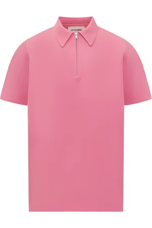 Jil Sander Koszulki, Kobieta, Różowy, S, Poliester, Polo Top z Zamkiem i Prostym Dołem