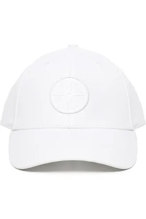 Stone Island Akcesoria, Mężczyzna, Biały, ONE SIZE, Bawełna, Czapka z Haftowanym Logo