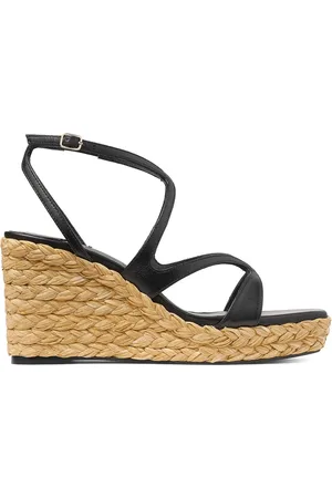 Jimmy Choo Buty, Kobieta, Czarny, 40 EU, Czarne Espadryle na Koturnie z Kwadratowym Noskiem z Rafii