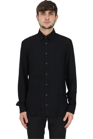 Patrizia Pepe Koszule, Mężczyzna, Czarny, XL, Koszula z Długim Rękawem z Wiskozy Twill