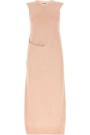 Jil Sander Sukienki, Kobieta, Różowy, S, Bawełna, Pastelowa Różowa Sukienka Midi z Japońskiej Bawełny