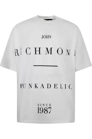 John Richmond Koszulki, Mężczyzna, Biały, M, Bawełna, Męski T-shirt Fashion Over