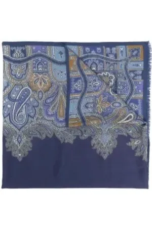 Etro Akcesoria, Mężczyzna, Niebieski, ONE SIZE, Szal Nettuno