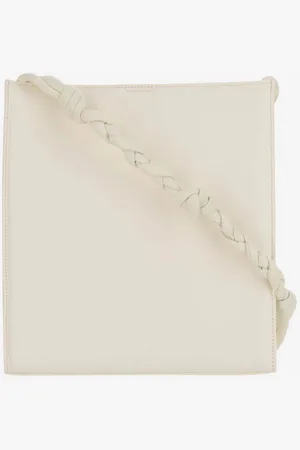 Jil Sander Torebki, Kobieta, Biały, ONE SIZE, Skóra, Skórzana torebka na ramię z plecionką