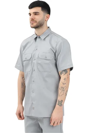 Dickies Koszule, Mężczyzna, Szary, S, Szara koszula robocza z krótkim rękawem