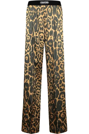 Tom Ford Spodnie, Kobieta, Wielobarwność, L, Leopard Print Satin Trousers