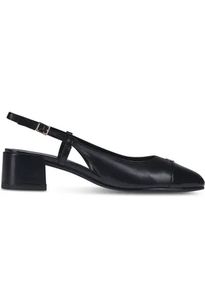 Tory Burch Buty, Kobieta, Czarny, 38 EU, Skóra, Czółenka z zakrytymi palcami i paskiem Slingback na obcasie 45 mm