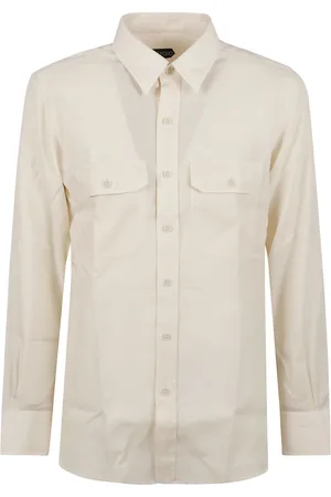Tom Ford Koszule, Mężczyzna, Beżowy, 2XL, Bawełna, Koszula Twill Military
