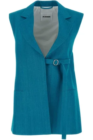 Jil Sander Kurtki, Kobieta, Zielony, S, Petrol Blue Wiskozowa Kamizelka